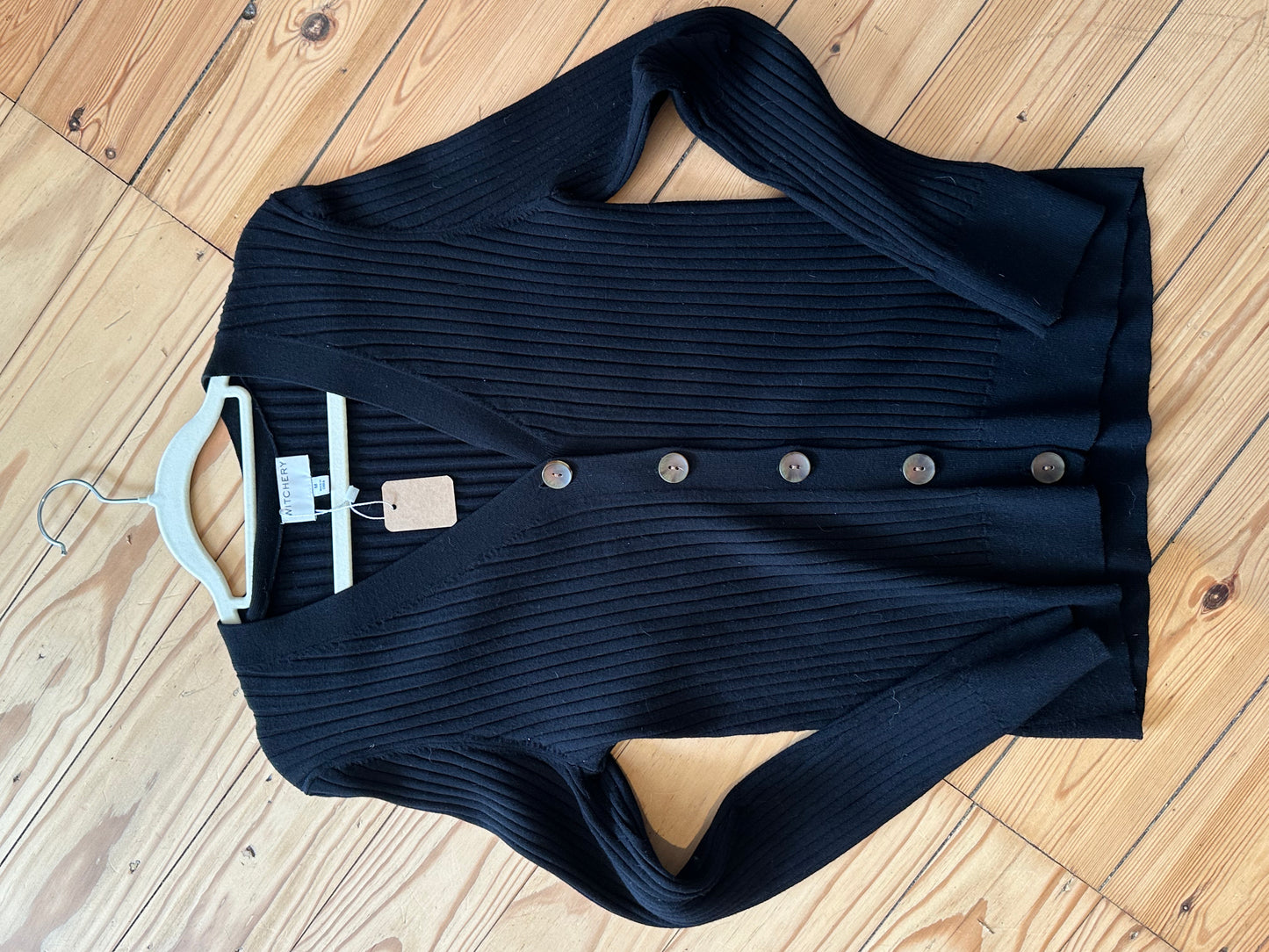 Witchery black ribbed cardigan (medium)