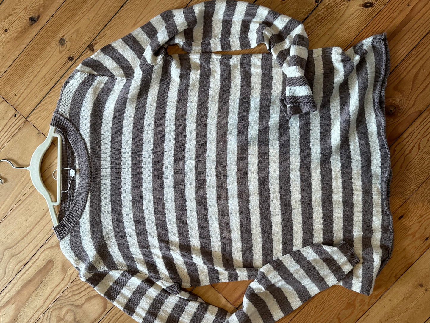 Cotton brown and cream striped jersey (medium)