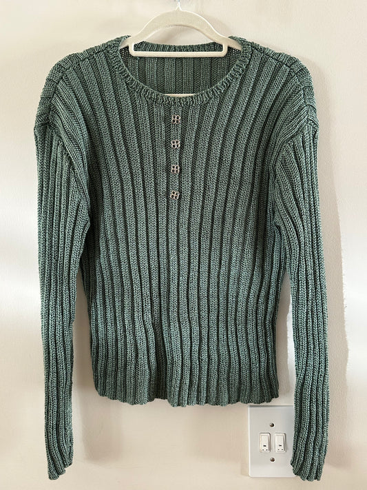 Green handmade ribbed knit jersey (medium)