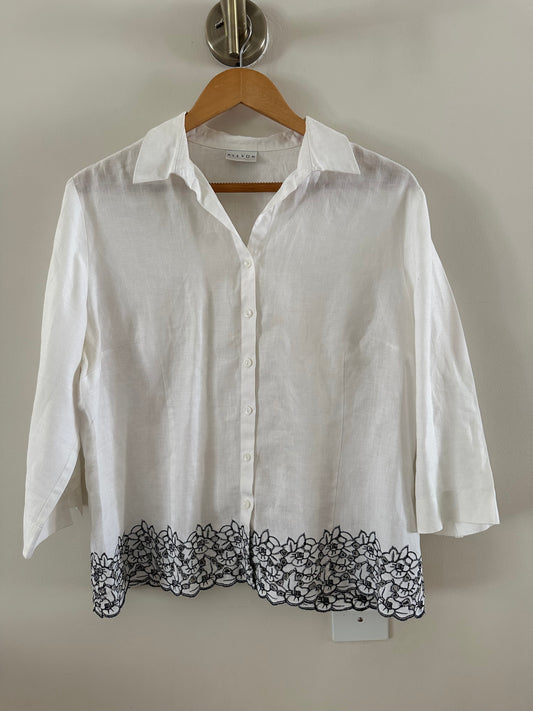 White linen top with embroidery (medium)