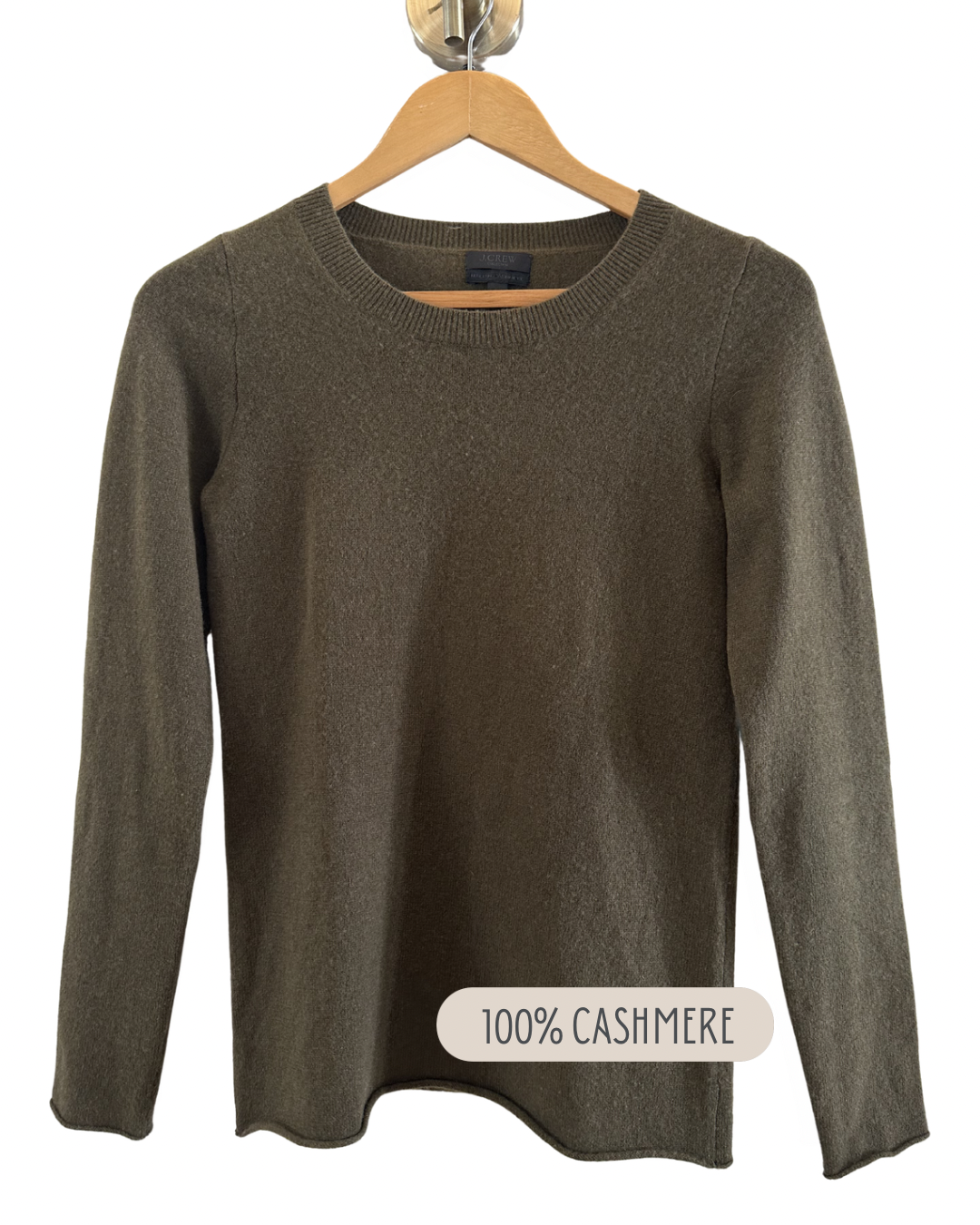 Cashmere khaki crew neck jersey (XS)