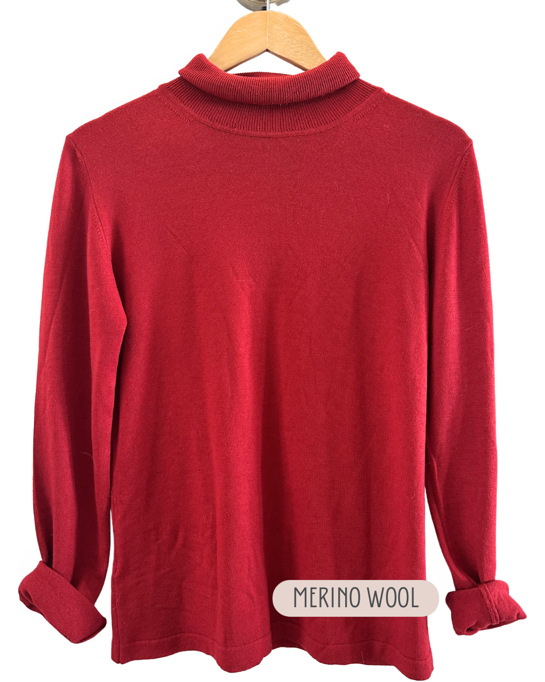 Red merino wool turtle neck jersey (small)