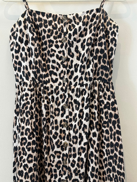 H&M leopard print linen blend dress (size 10)