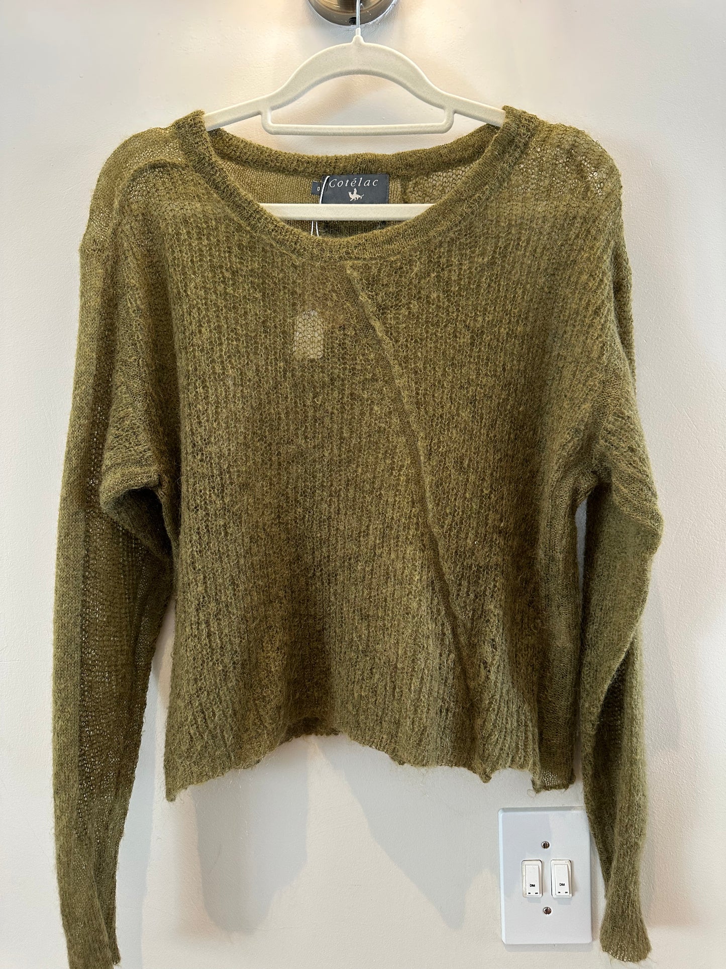 Cotélac mohair and wool blend green jersey (XS)