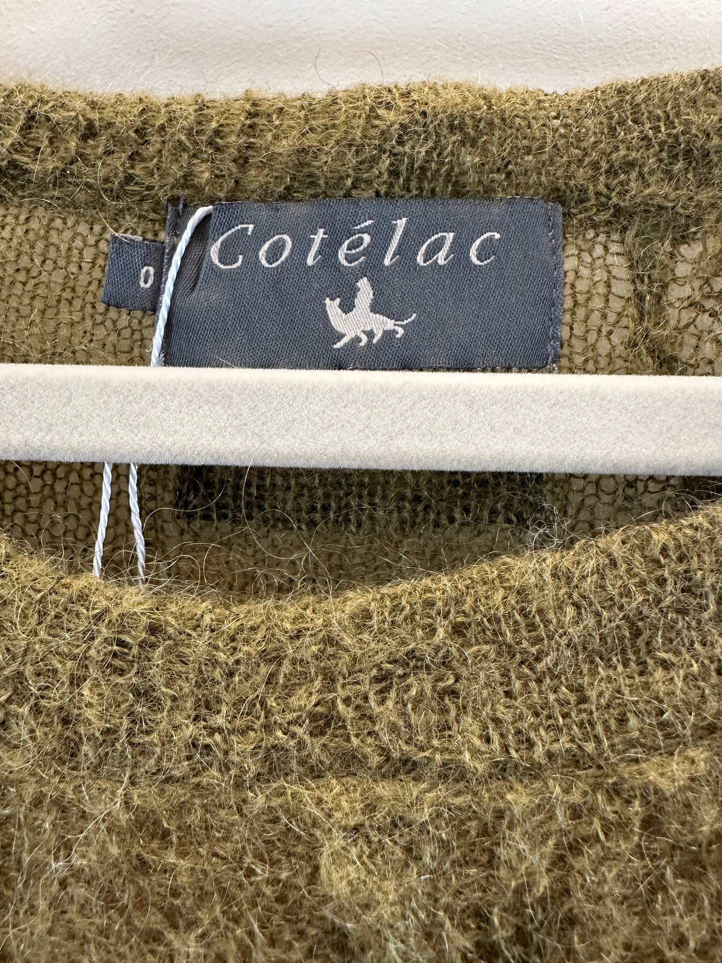 Cotélac mohair and wool blend green jersey (XS)