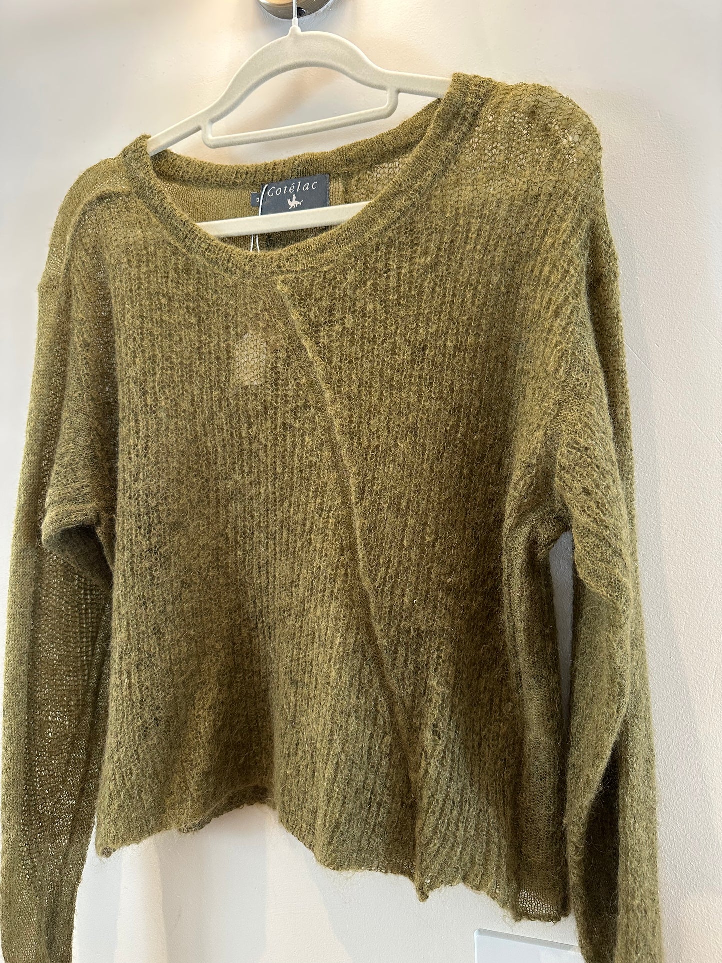 Cotélac mohair and wool blend green jersey (XS)