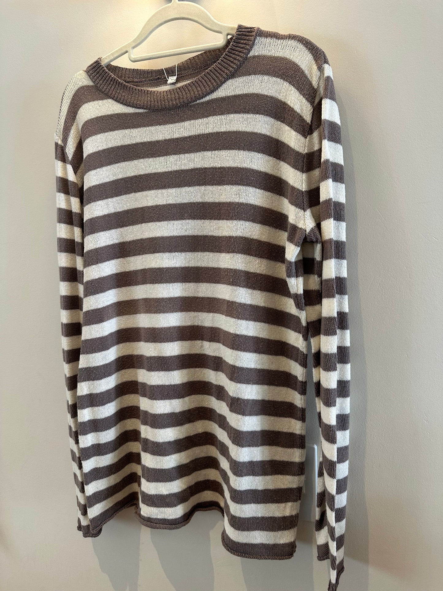 Cotton brown and cream striped jersey (medium)