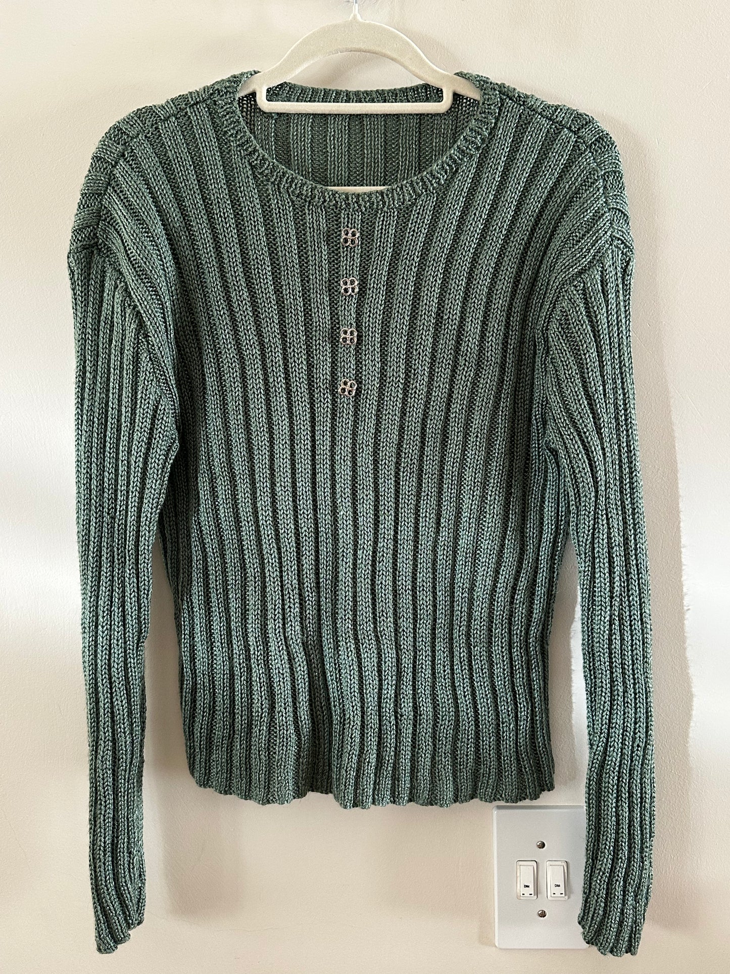Green handmade ribbed knit jersey (medium)
