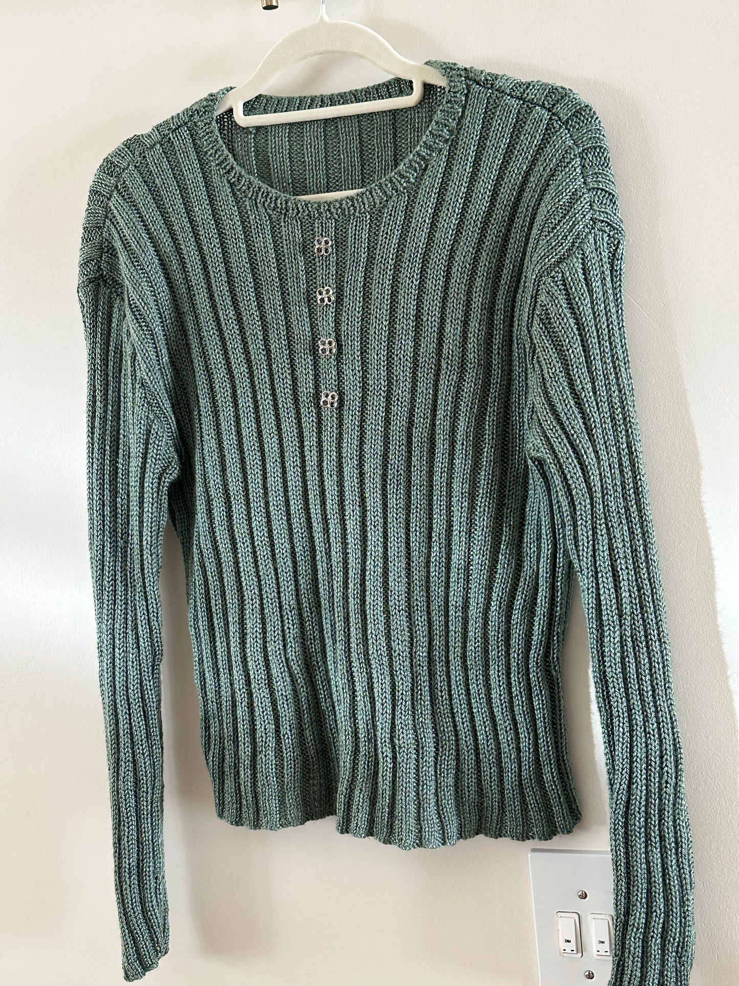 Green handmade ribbed knit jersey (medium)
