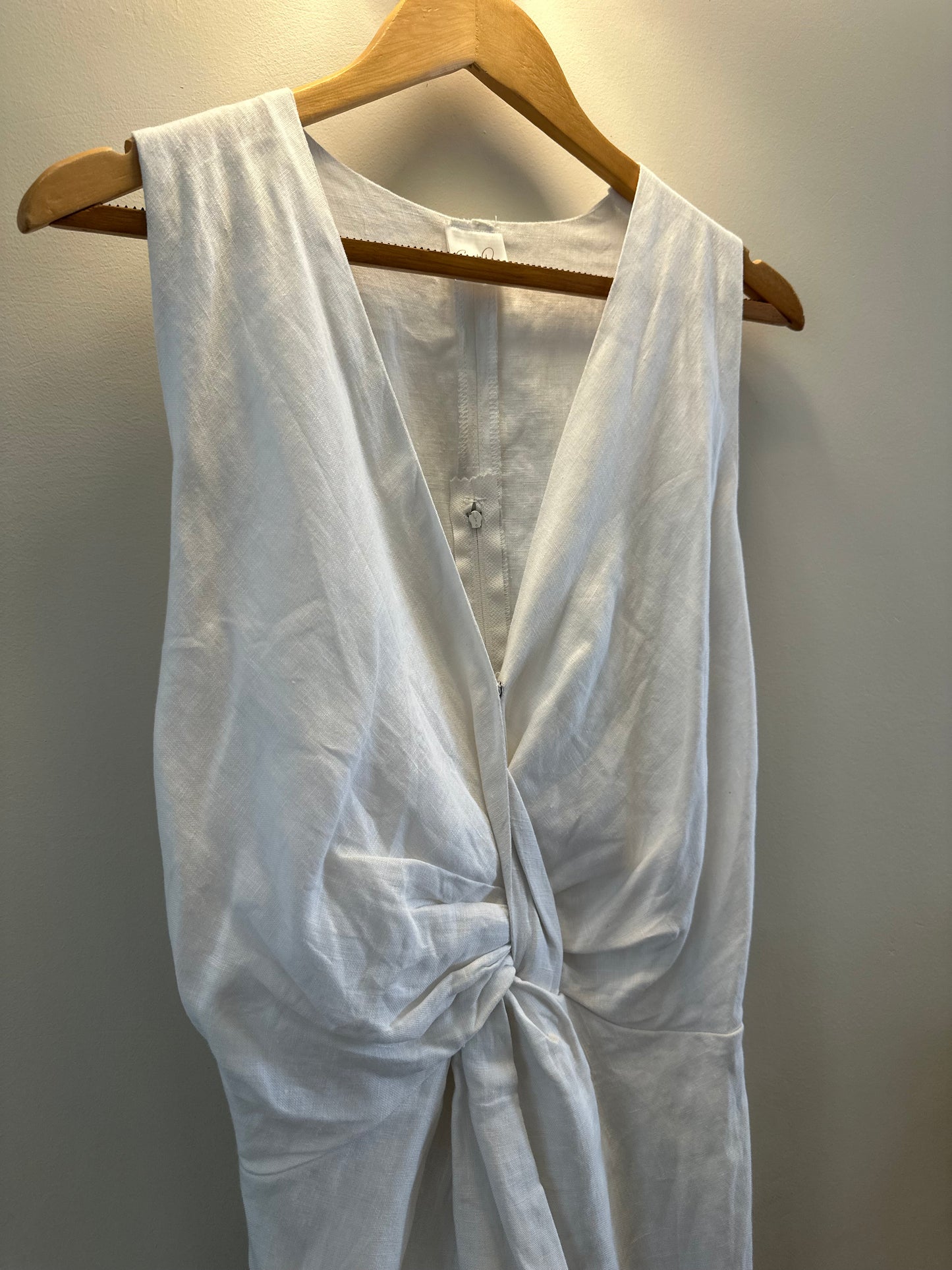 Sweetpeas Handmade white linen midi dress (medium)