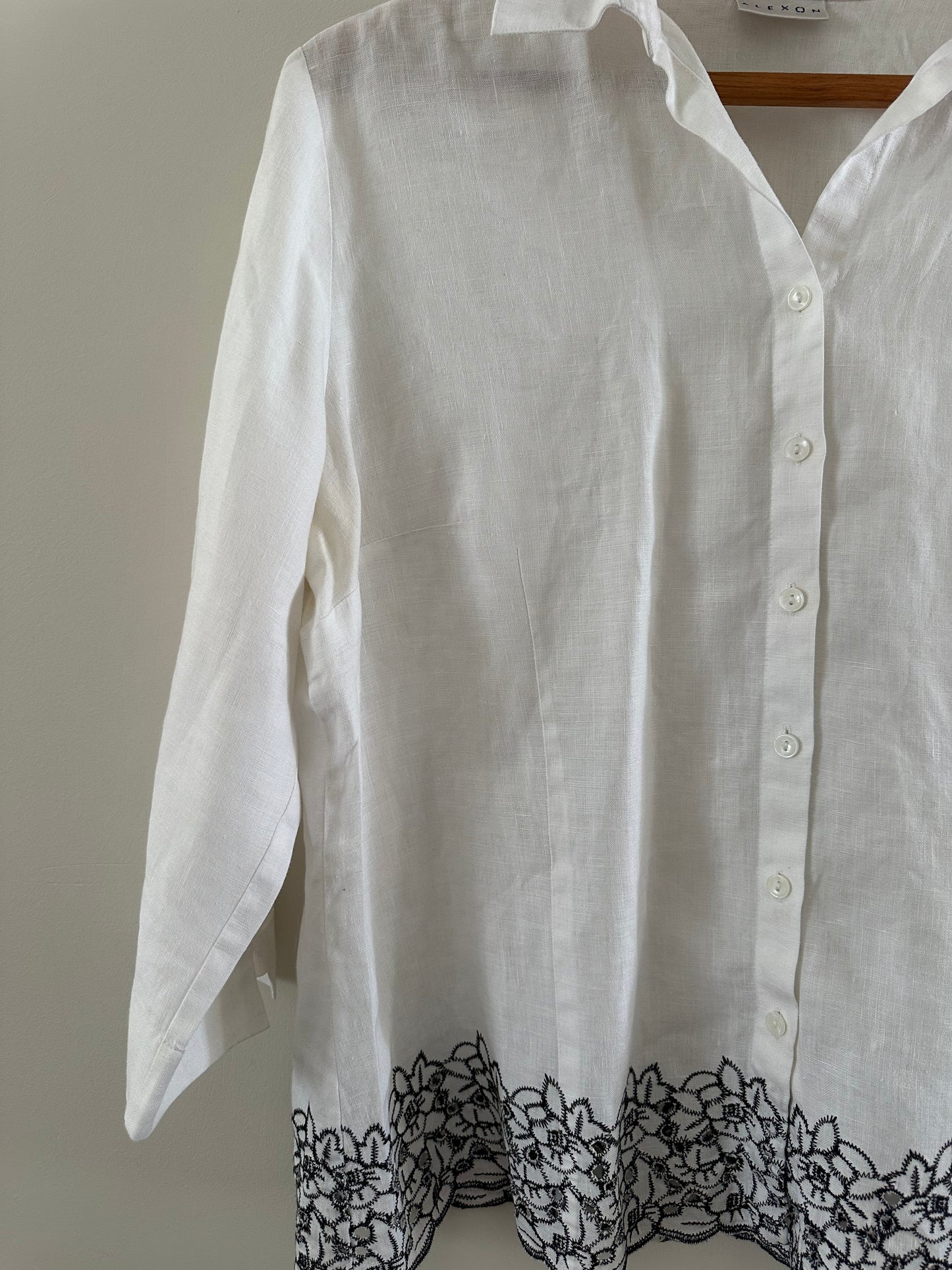 White linen top with embroidery (medium)
