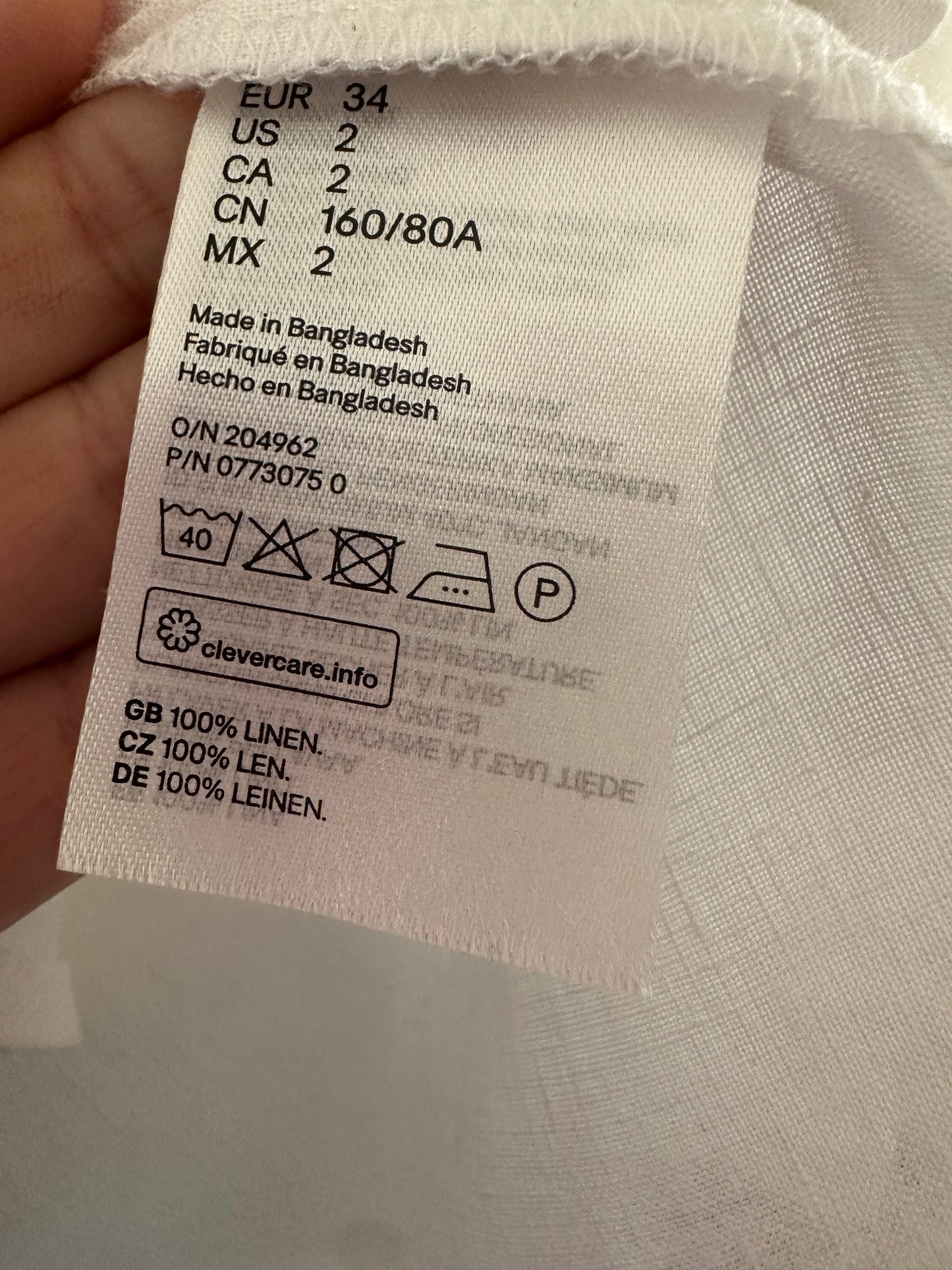 White linen H&M button up top (size 6)