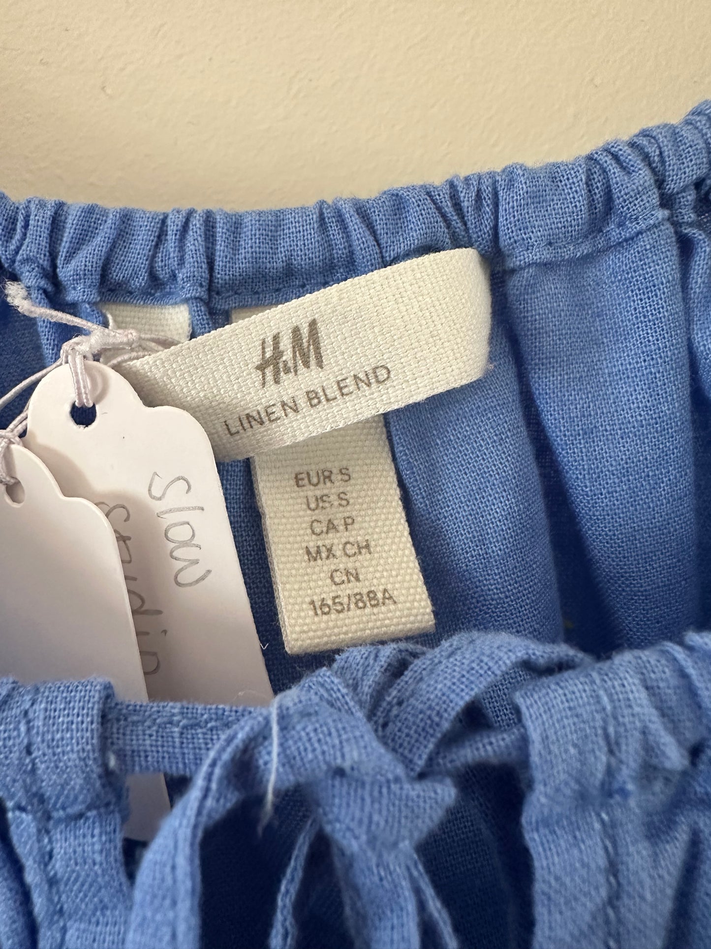 H&M linen blend blue top (small)