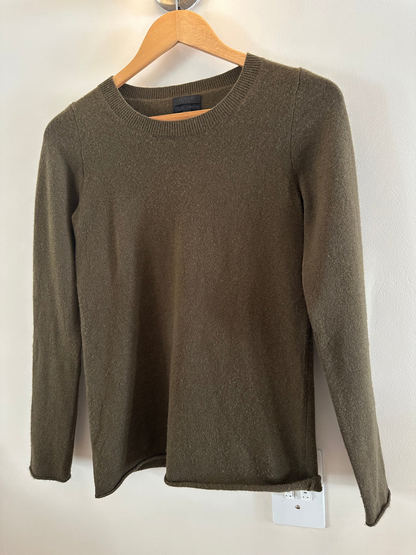 Cashmere khaki crew neck jersey (XS)