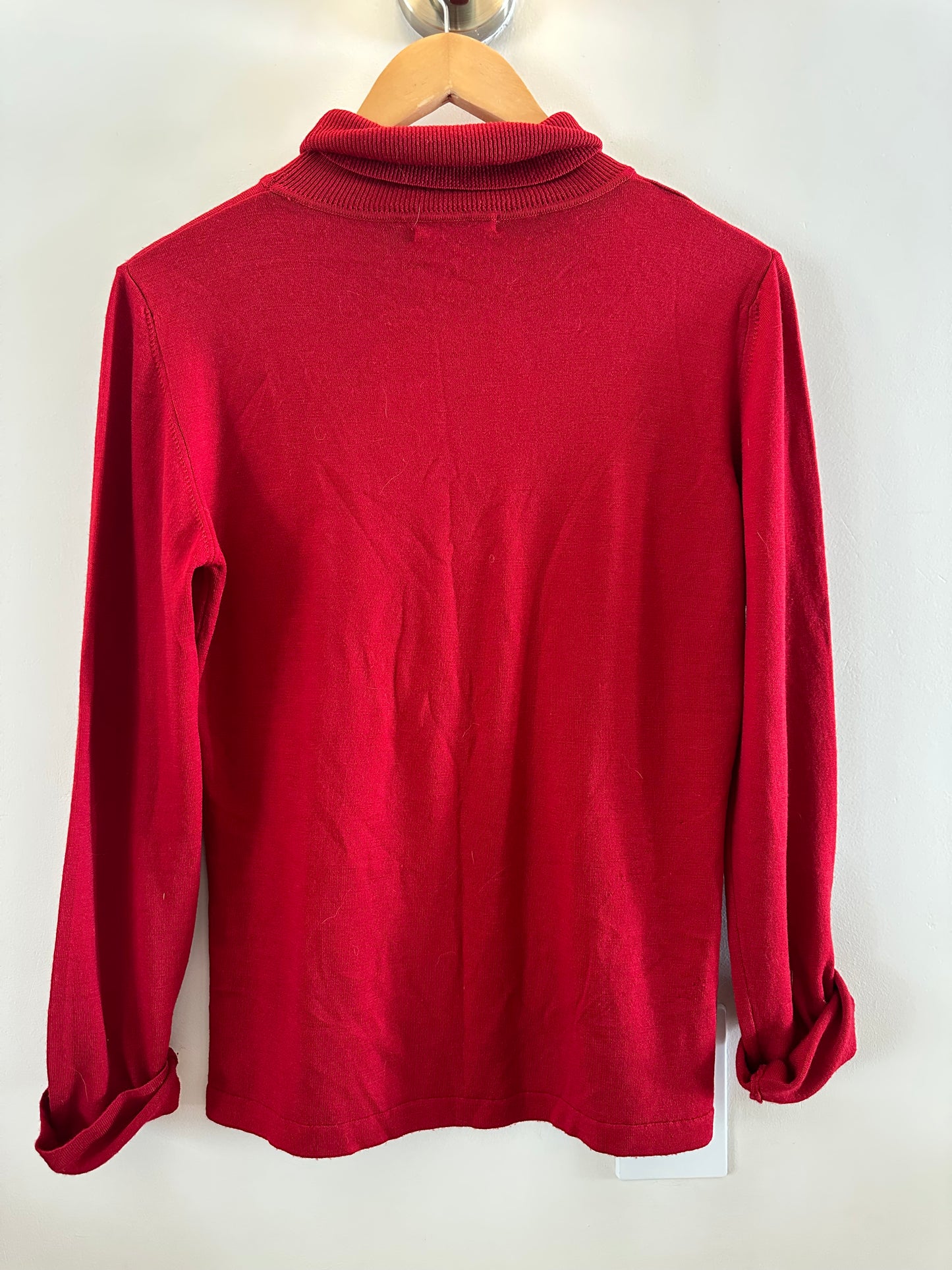 Red merino wool turtle neck jersey (small)