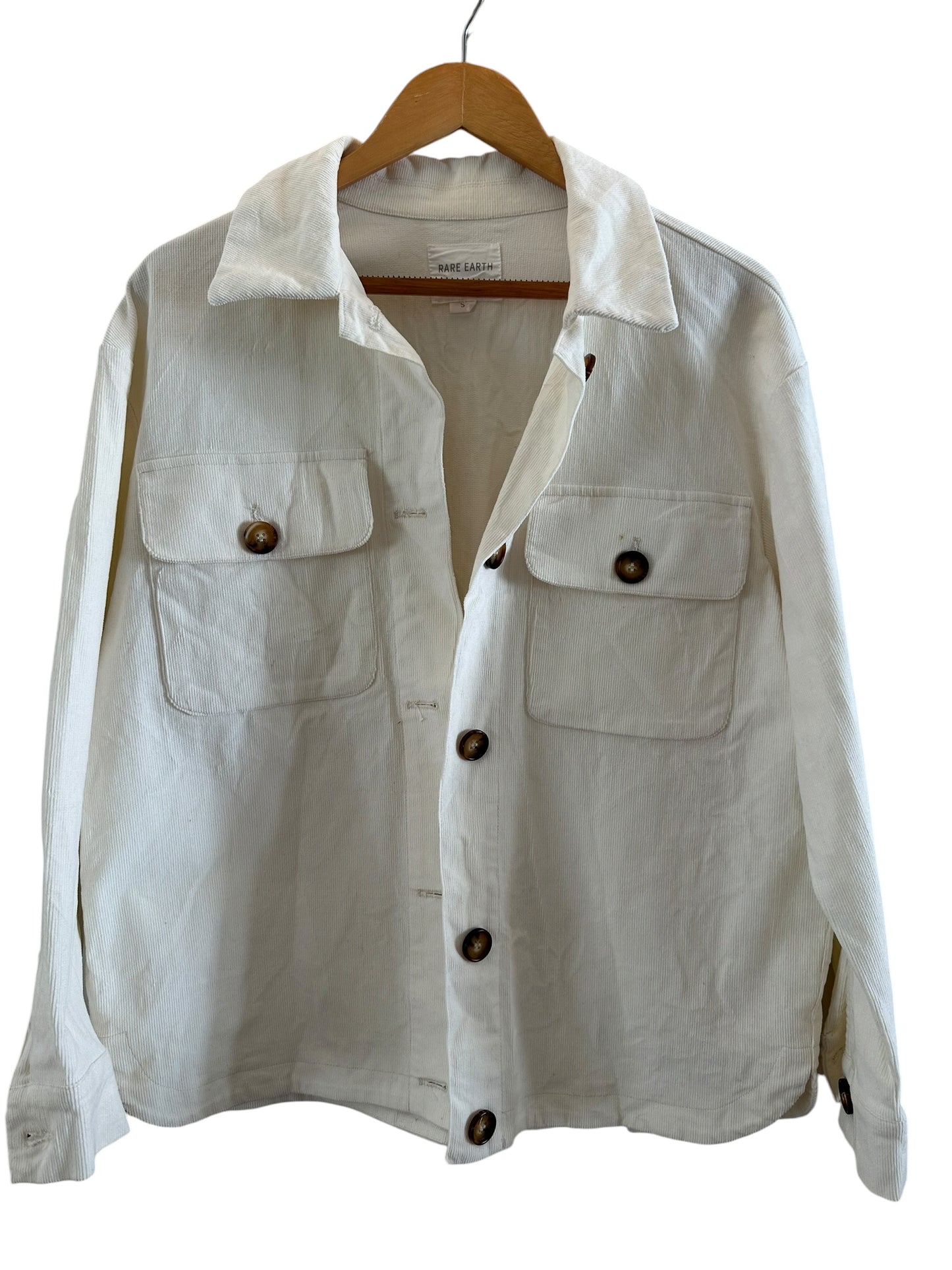 Rare Earth cream corduroy shacket (small)