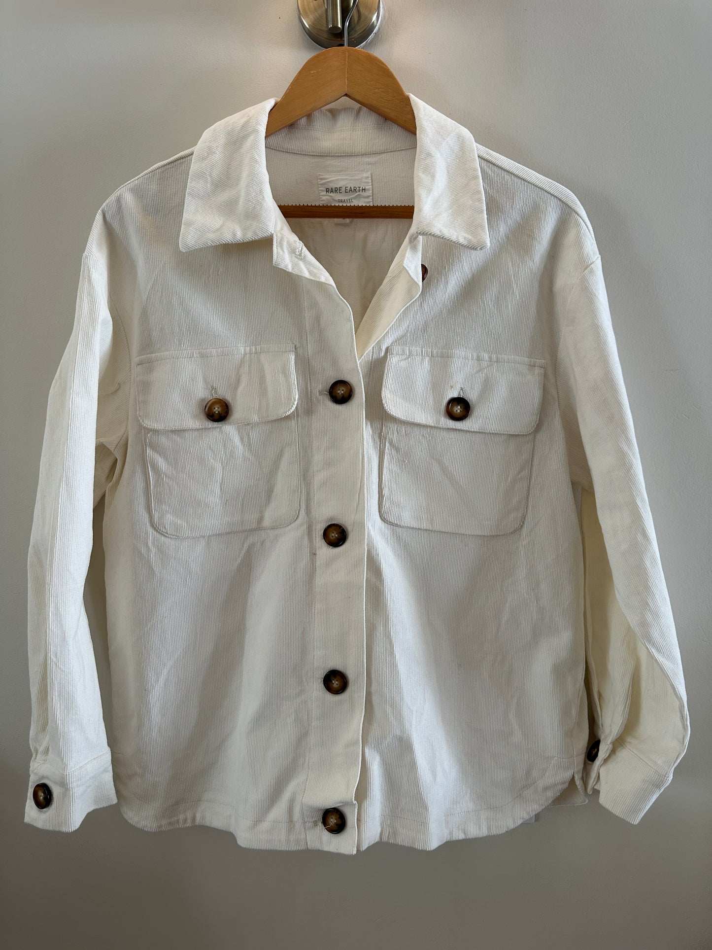 Rare Earth cream corduroy shacket (small)