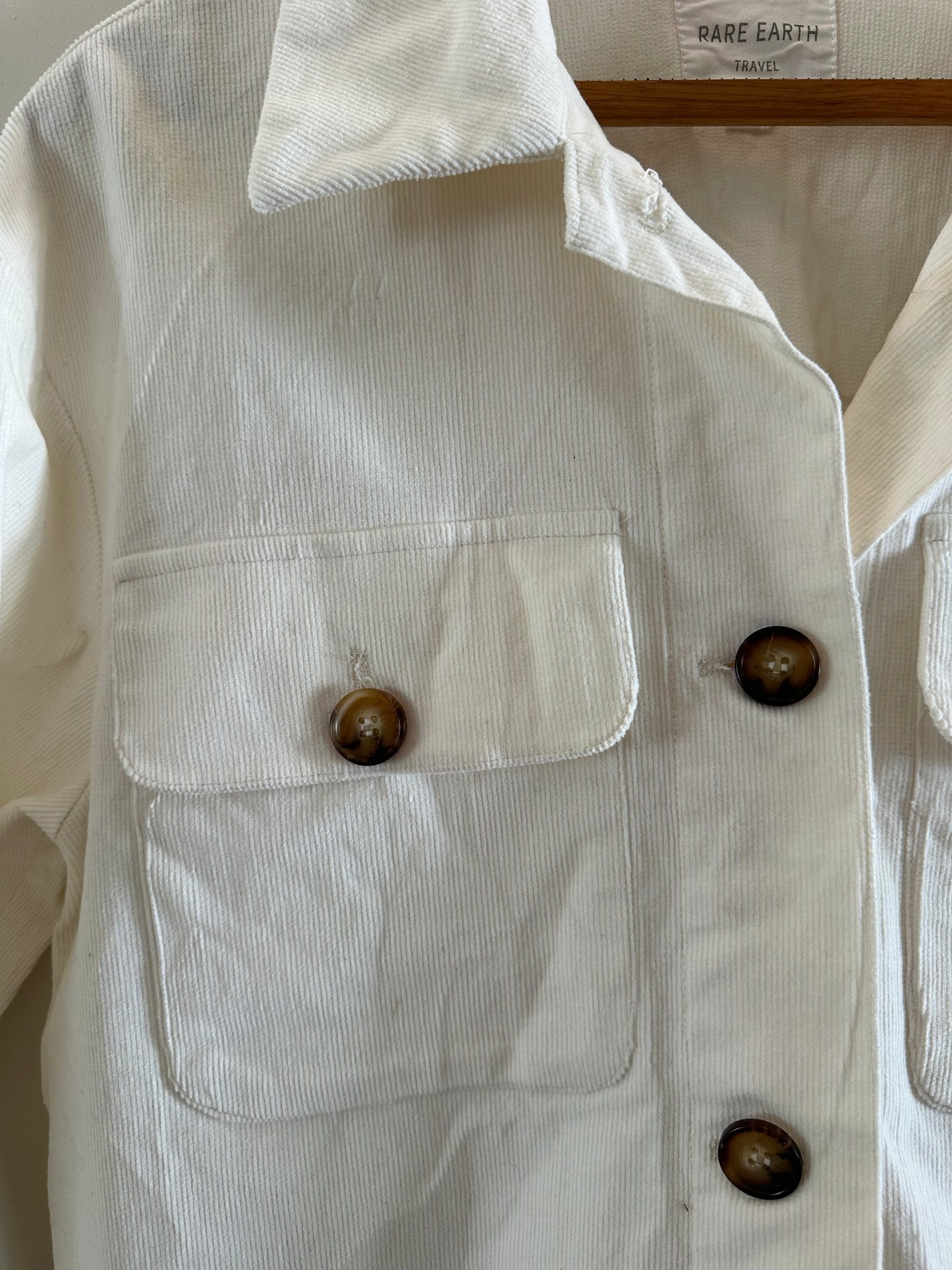 Rare Earth cream corduroy shacket (small)