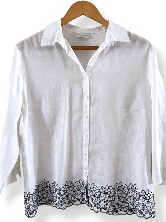 White linen top with embroidery (medium)