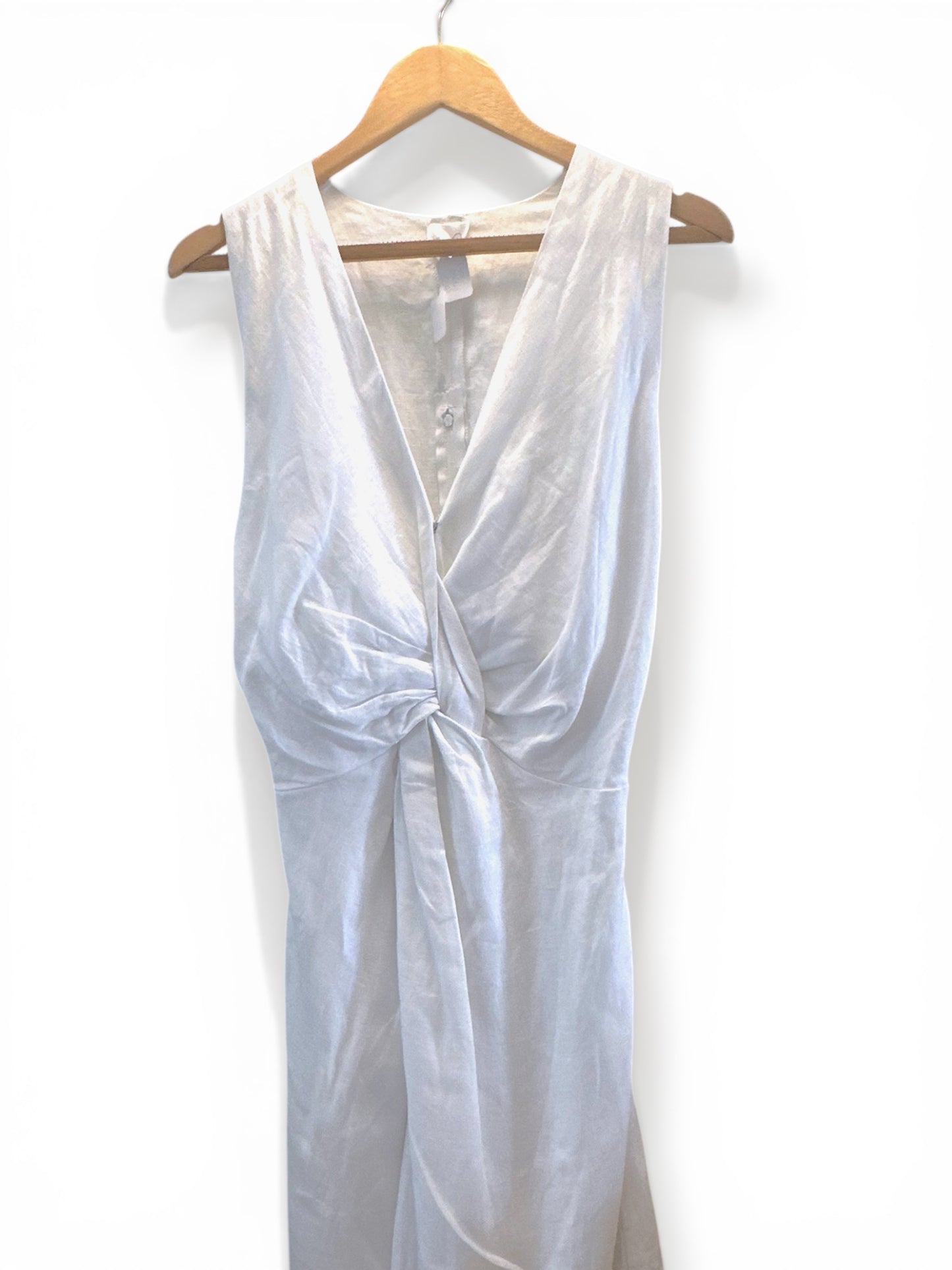 Sweetpeas Handmade white linen midi dress (medium)