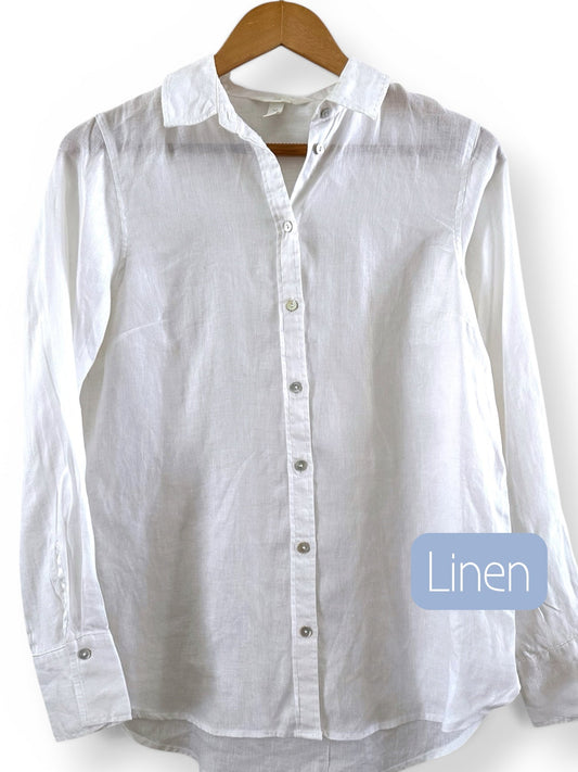 White linen H&M button up top (size 6)