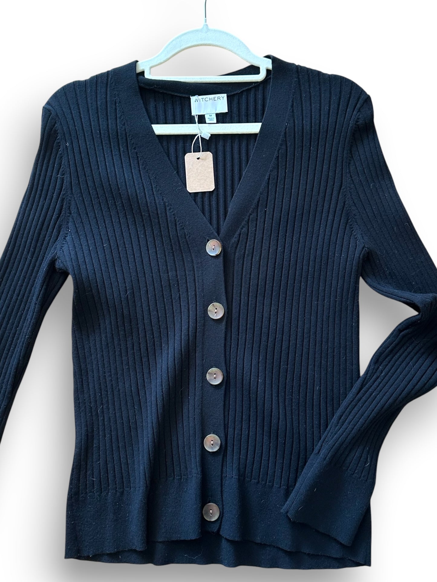 Witchery black ribbed cardigan (medium)