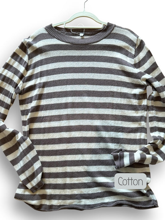 Cotton brown and cream striped jersey (medium)