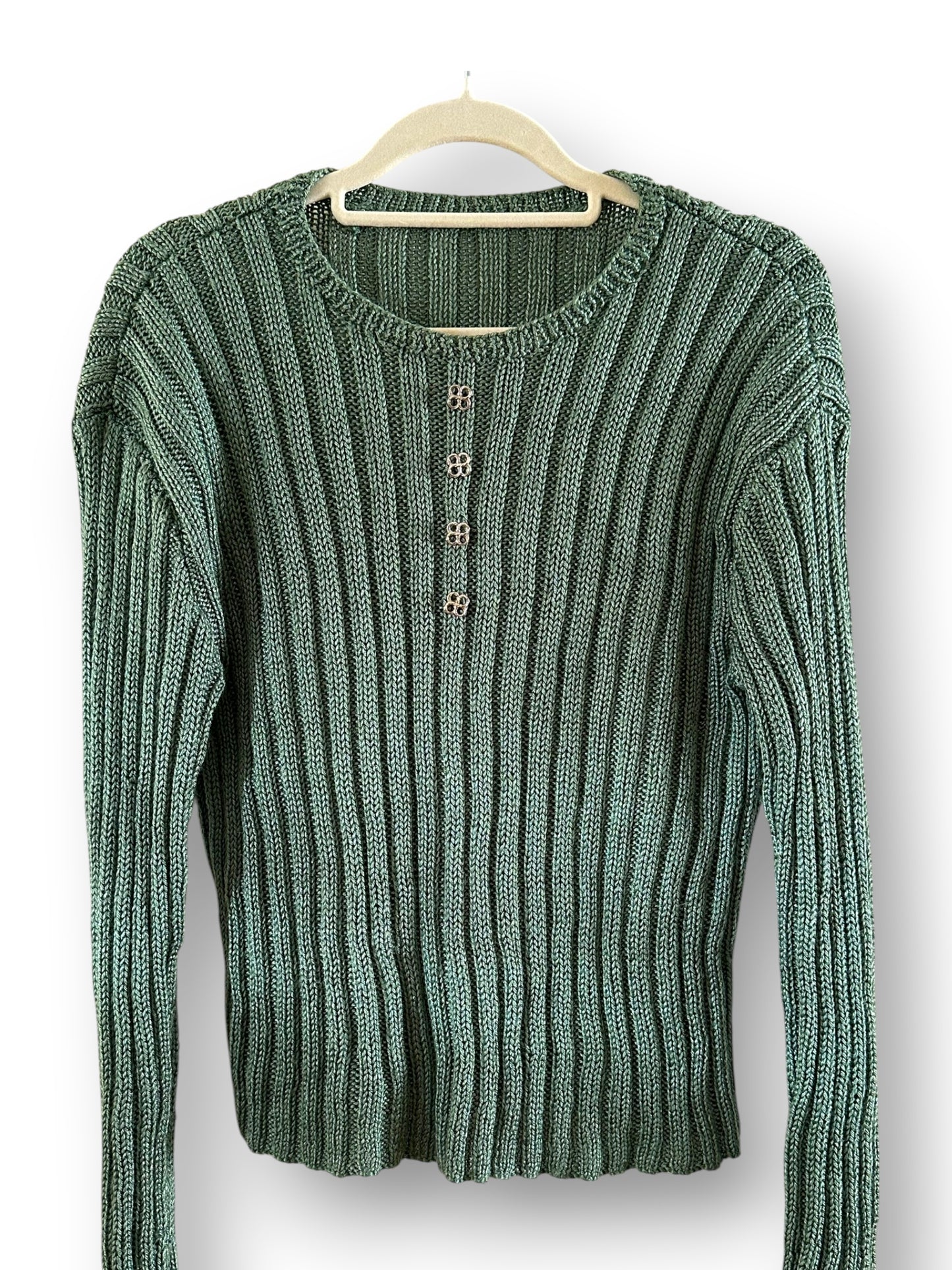 Green handmade ribbed knit jersey (medium)