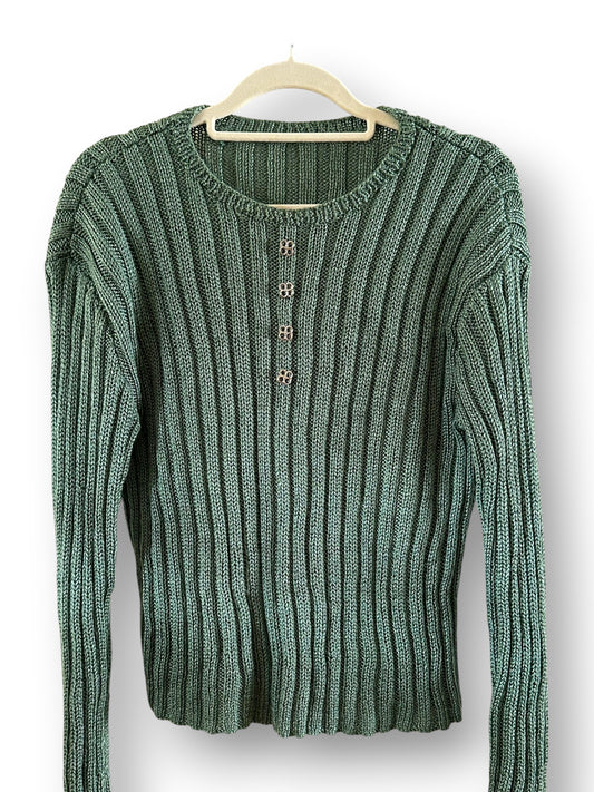 Green handmade ribbed knit jersey (medium)
